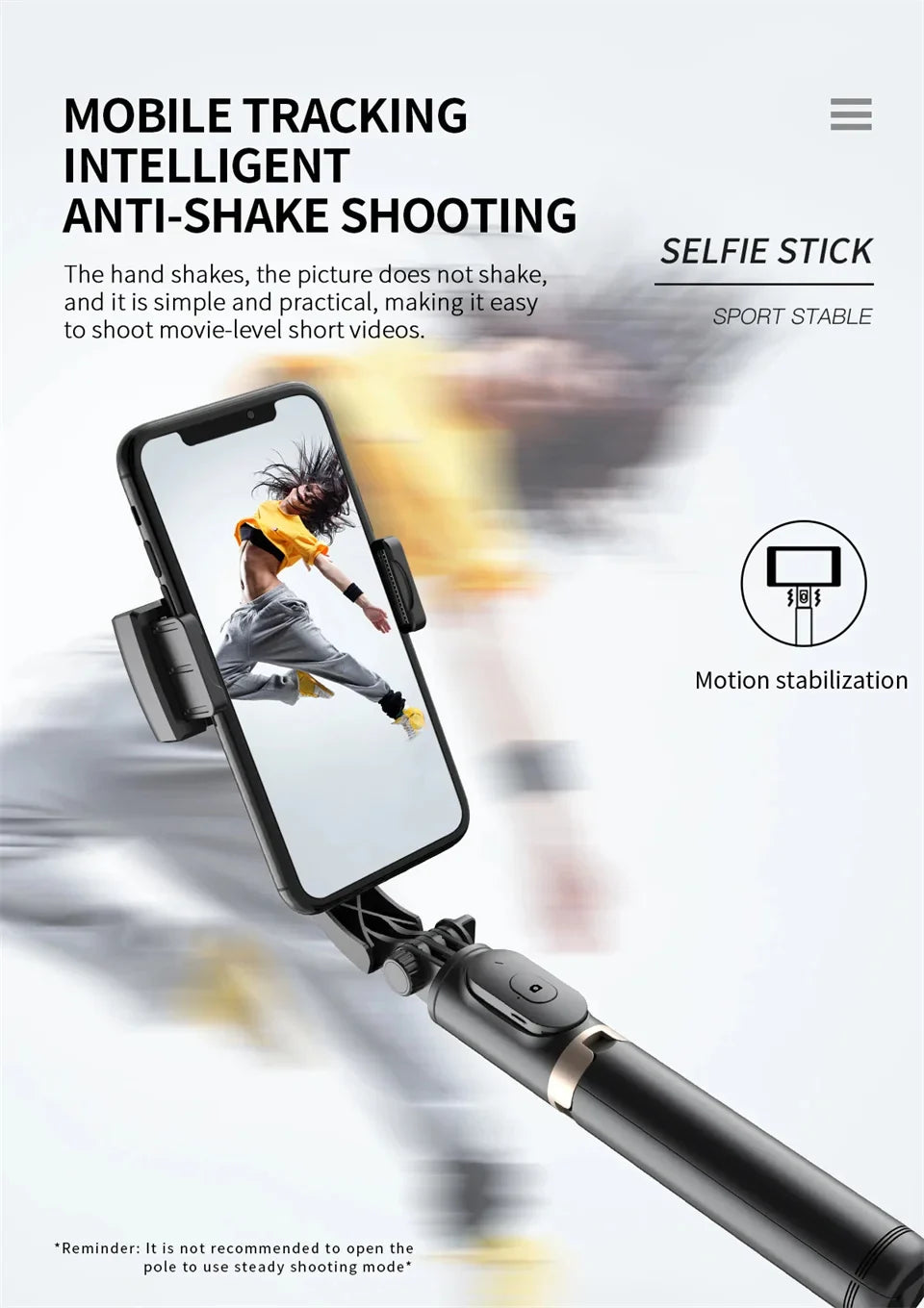 Gimbal Stabilizer Selfie Stick Tripod