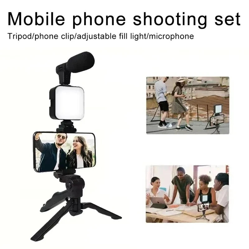 Smartphone Vlogging Kit with Tripod, Mic & LED Light – TikTok Starter Set