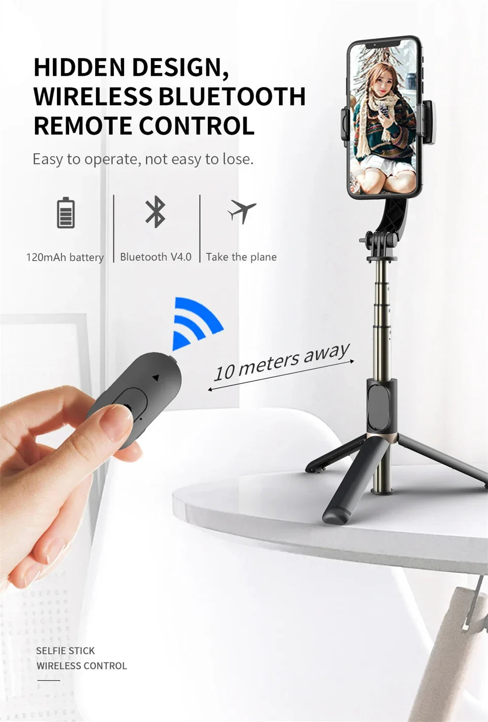 Gimbal Stabilizer Selfie Stick Tripod