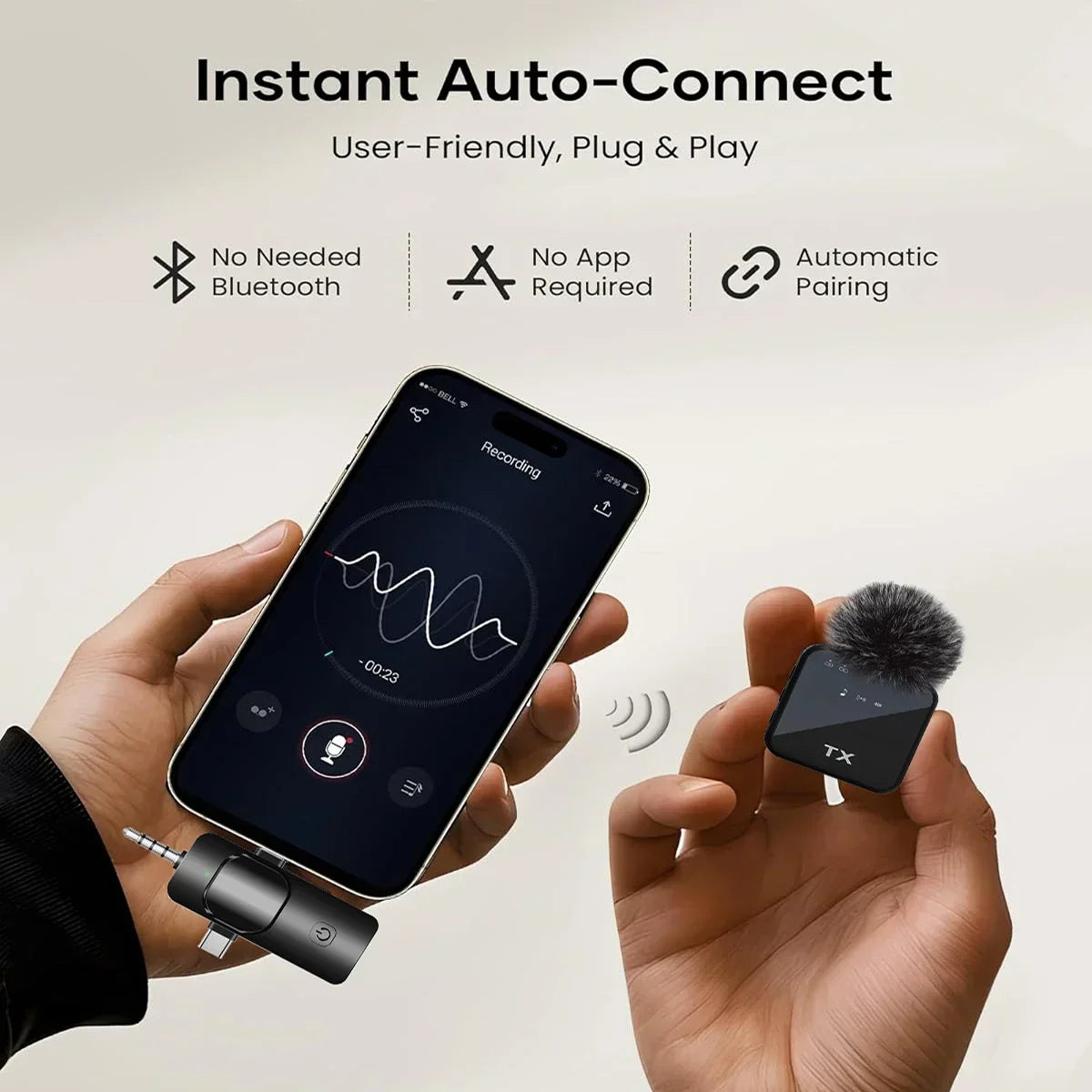 Wireless Lavalier Microphone for Camera, Android, iPhone