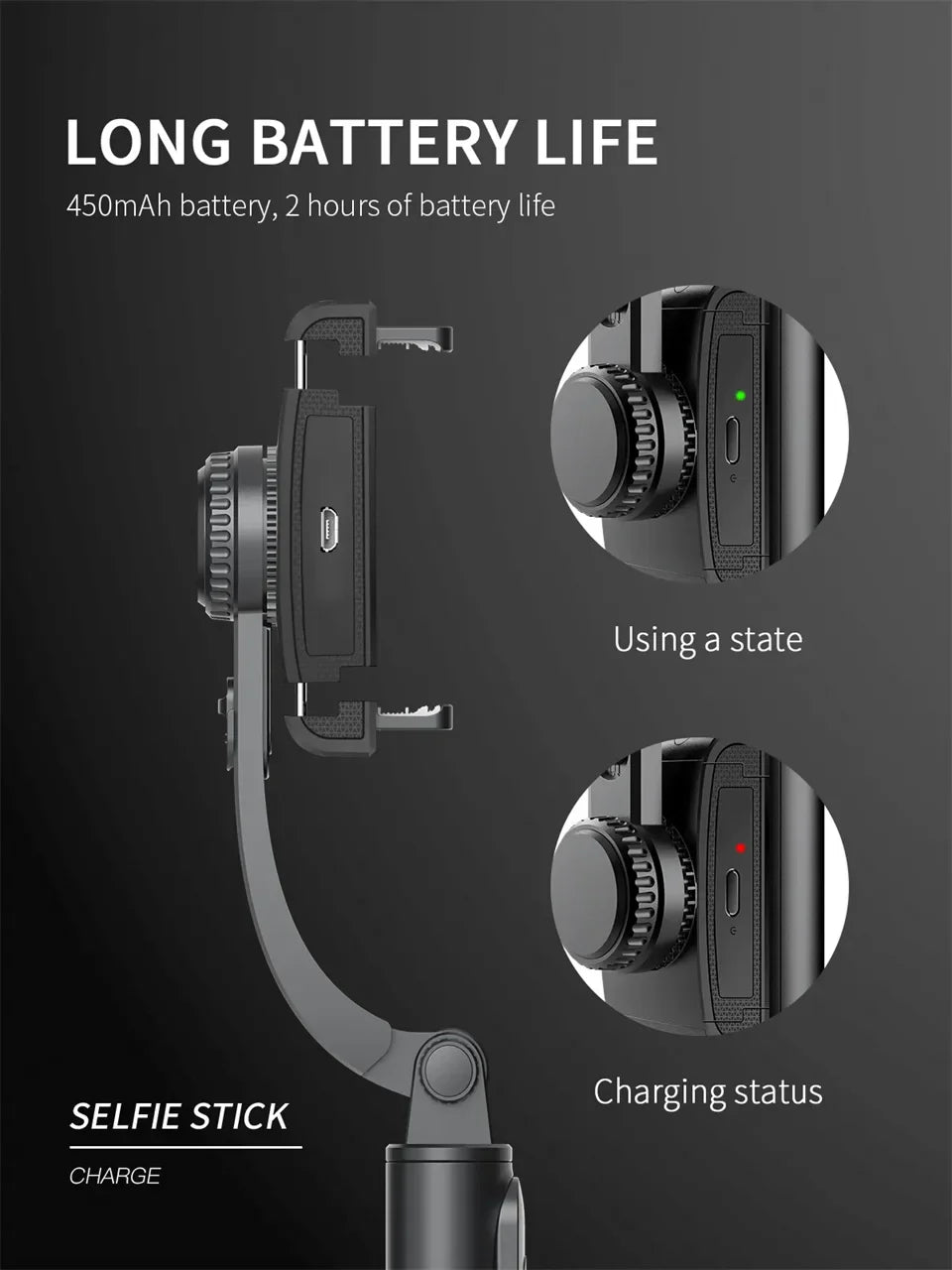 Gimbal Stabilizer Selfie Stick Tripod